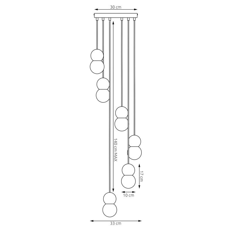 Lampa wisząca Loop Emibig | 6 szklanych kul, skandynawski design