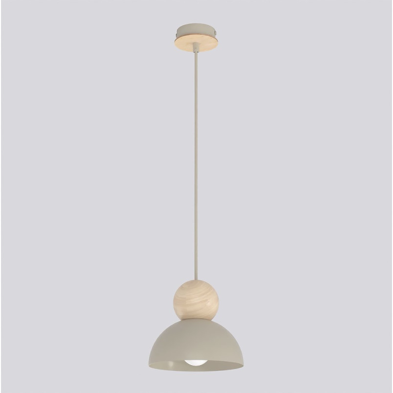Lampa wisząca Emibig - Skandynawski design, drewno, beż