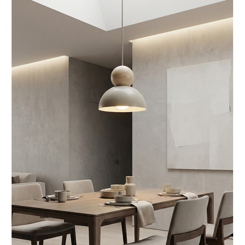 Lampa wisząca Emibig - Skandynawski design, drewno, beż
