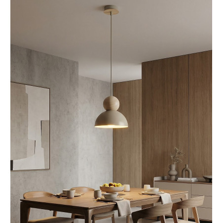 Lampa wisząca Emibig - Skandynawski design, drewno, beż