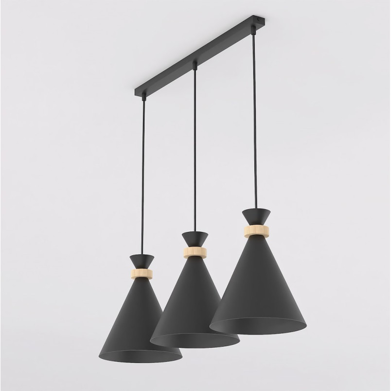 Lampa wisząca Emibig ZERO | 3 stożki, czarna | Skandynawski design