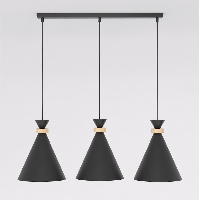 Lampa wisząca Emibig ZERO | 3 stożki, czarna | Skandynawski design