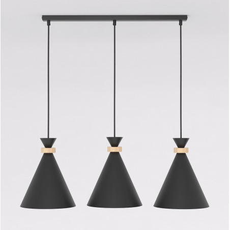 Lampa wisząca Emibig ZERO | 3 stożki, czarna | Skandynawski design