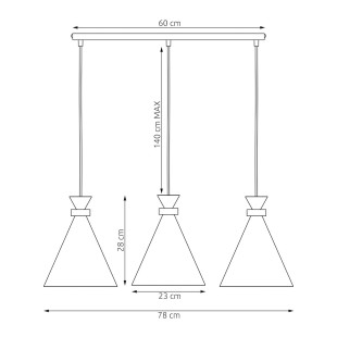 Lampa wisząca Emibig ZERO | 3 stożki, czarna | Skandynawski design