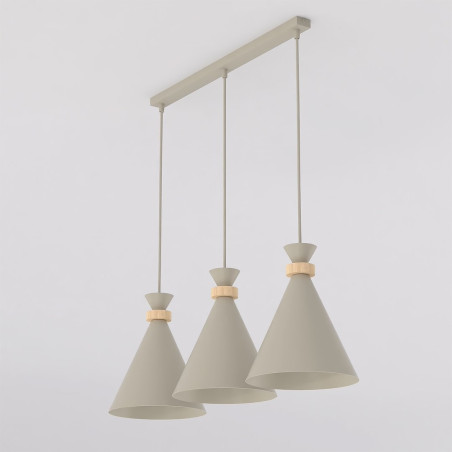 Lampa wisząca Emibig Zero: 3 stożki, styl skandynawski, mokka