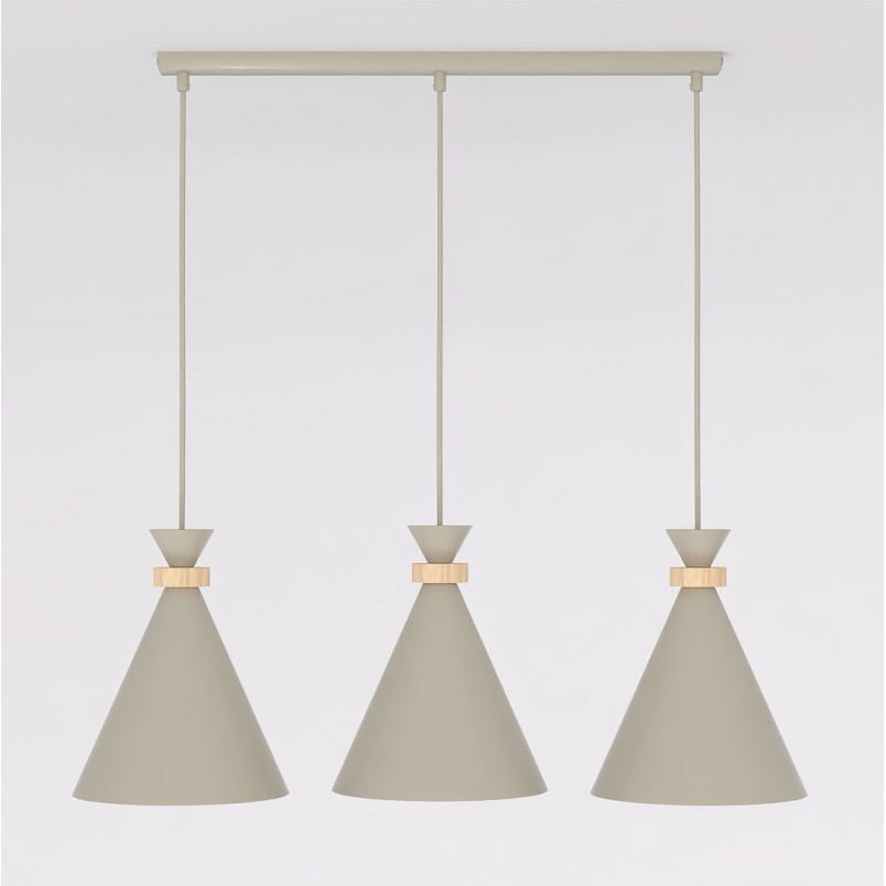 Lampa wisząca Emibig Zero: 3 stożki, styl skandynawski, mokka