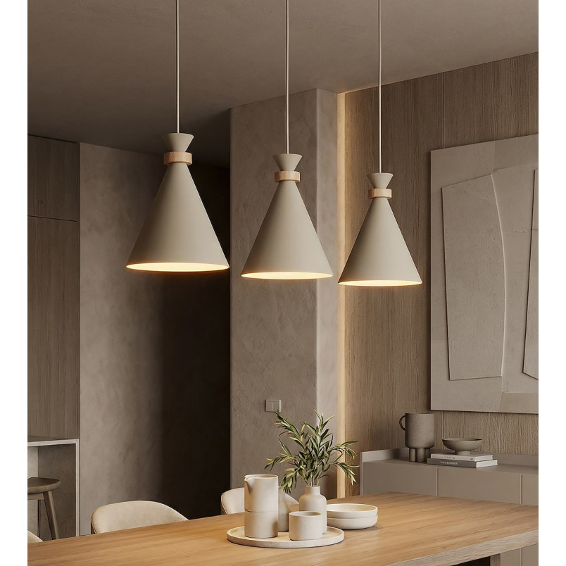 Lampa wisząca Emibig Zero: 3 stożki, styl skandynawski, mokka