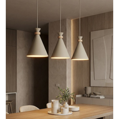 Lampa wisząca Emibig Zero: 3 stożki, styl skandynawski, mokka