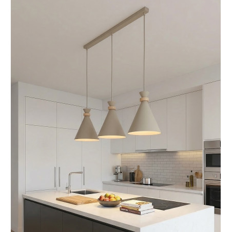 Lampa wisząca Emibig Zero: 3 stożki, styl skandynawski, mokka