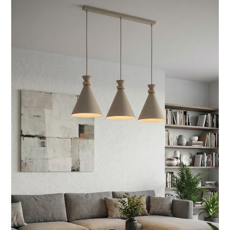 Lampa wisząca Emibig Zero: 3 stożki, styl skandynawski, mokka