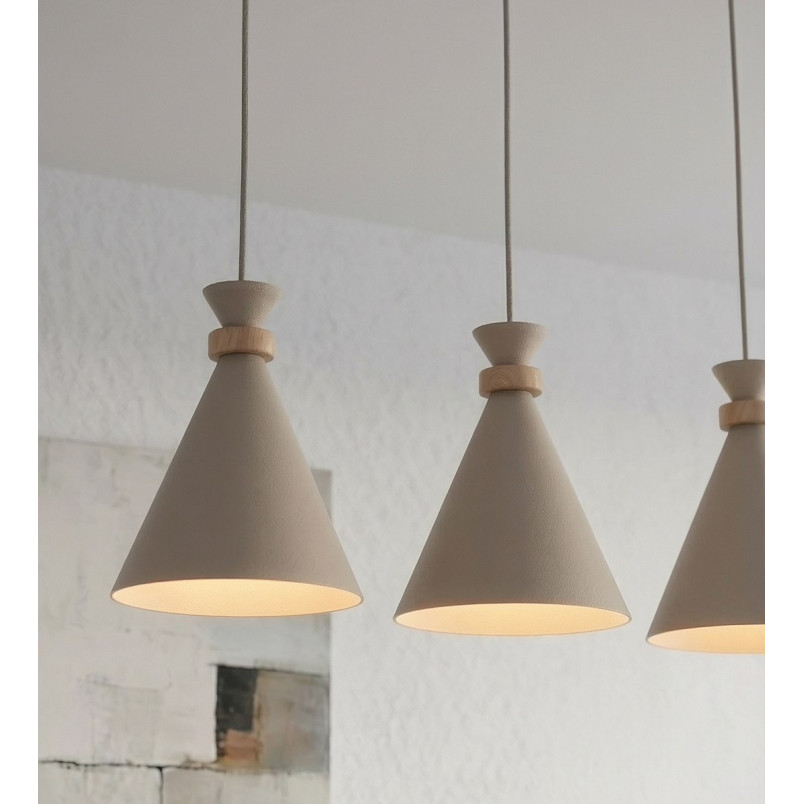 Lampa wisząca Emibig Zero: 3 stożki, styl skandynawski, mokka