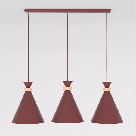 Lampa wisząca Emibig ZERO - 3 stożki, burgund | Skandynawski design