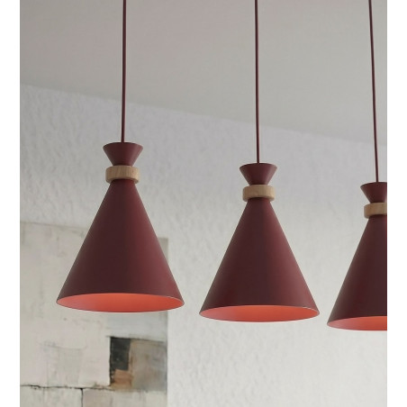 Lampa wisząca Emibig ZERO - 3 stożki, burgund | Skandynawski design