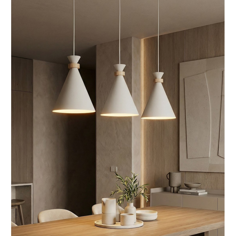 Lampa wisząca ZERO - 3 stożki, styl skandynawski | Emibig