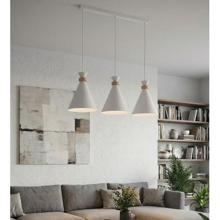 Lampa wisząca ZERO - 3 stożki, styl skandynawski | Emibig
