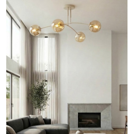 Lampa sufitowa Pregos Emibig | 4 szklane kule, miodowy