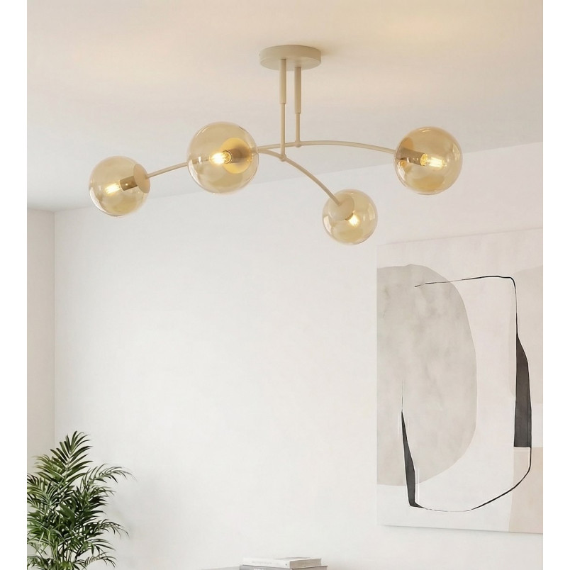 Lampa sufitowa Pregos Emibig | 4 szklane kule, miodowy