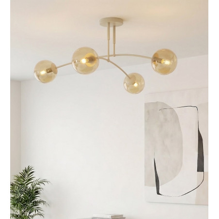 Lampa sufitowa Pregos Emibig | 4 szklane kule, miodowy