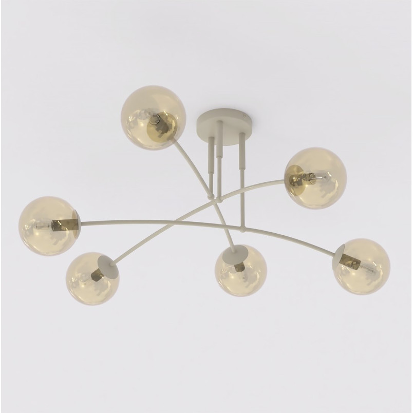 Lampa sufitowa Pregos Emibig | 6 szklanych kul, miodowy