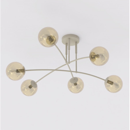 Lampa sufitowa Pregos Emibig | 6 szklanych kul, miodowy