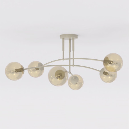 Lampa sufitowa Pregos Emibig | 6 szklanych kul, miodowy