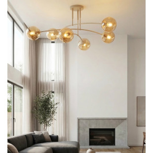 Lampa sufitowa Pregos Emibig | 6 szklanych kul, miodowy