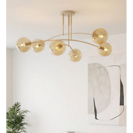 Lampa sufitowa Pregos Emibig | 6 szklanych kul, miodowy