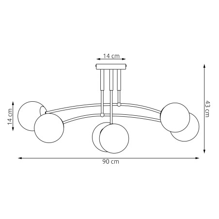 Lampa sufitowa Pregos Emibig | 6 szklanych kul, miodowy