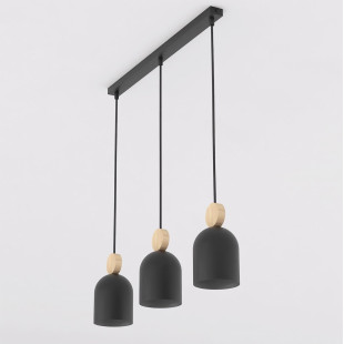 Lampa wisząca Mesi | Emibig | Czarna z drewnem | 66cm