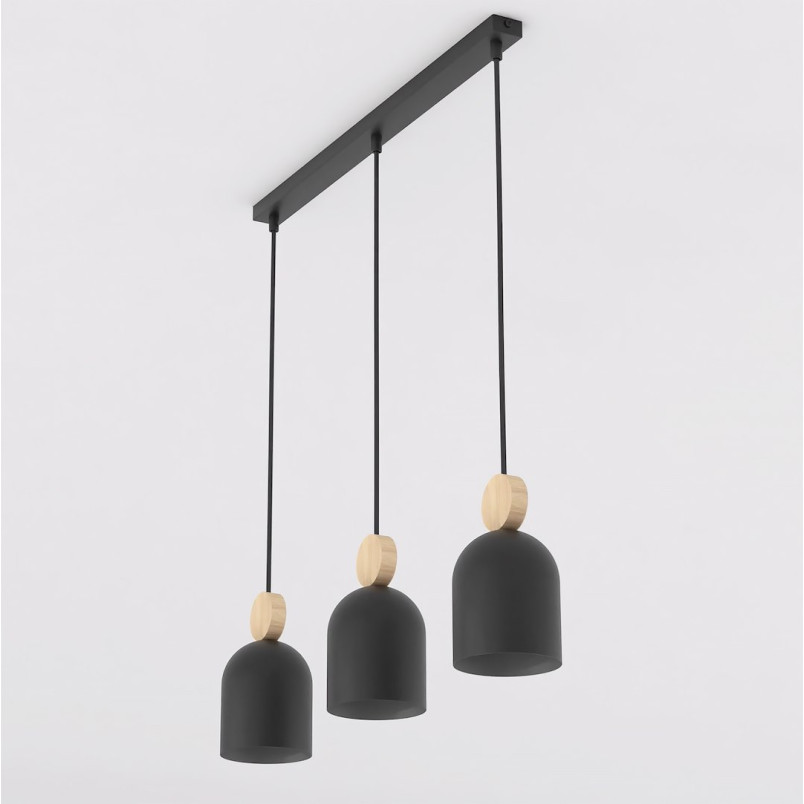 Lampa wisząca Mesi | Emibig | Czarna z drewnem | 66cm