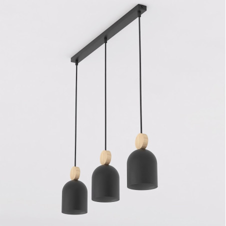 Lampa wisząca Mesi | Emibig | Czarna z drewnem | 66cm