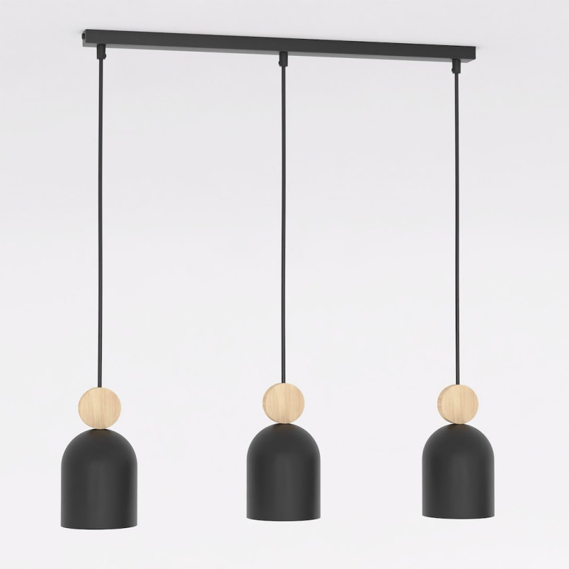 Lampa wisząca Mesi | Emibig | Czarna z drewnem | 66cm