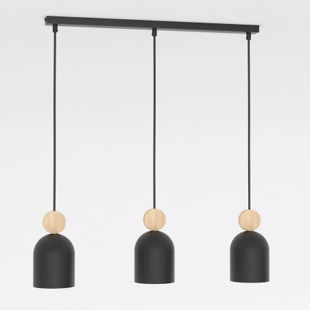 Lampa wisząca Mesi | Emibig | Czarna z drewnem | 66cm