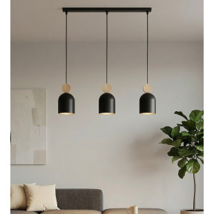 Lampa wisząca Mesi | Emibig | Czarna z drewnem | 66cm