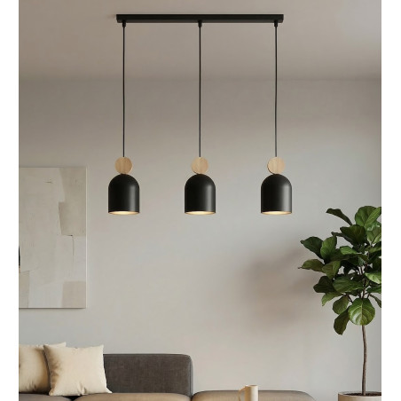 Lampa wisząca Mesi | Emibig | Czarna z drewnem | 66cm