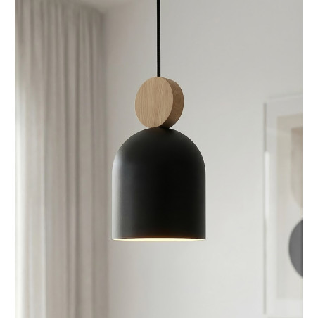 Lampa wisząca Mesi | Emibig | Czarna z drewnem | 66cm