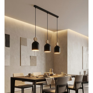 Lampa wisząca Mesi | Emibig | Czarna z drewnem | 66cm
