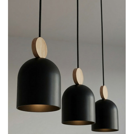 Lampa wisząca Mesi | Emibig | Czarna z drewnem | 66cm