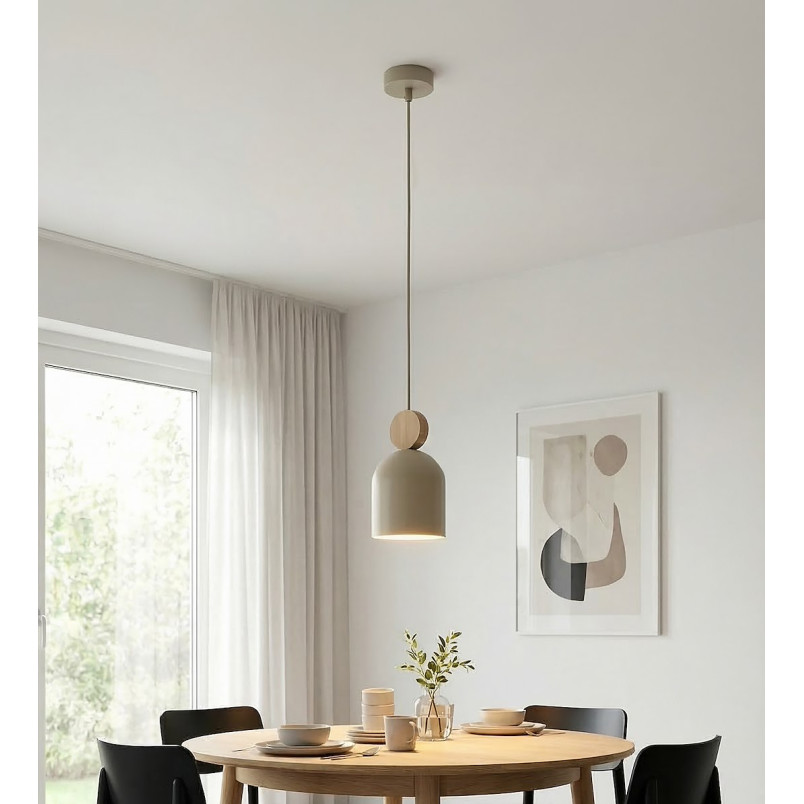 Lampa wisząca Mesi | Metal i drewno | Emibig