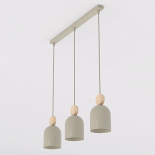 Lampa wisząca Mesi Emibig | Beżowa z drewnem, 66cm