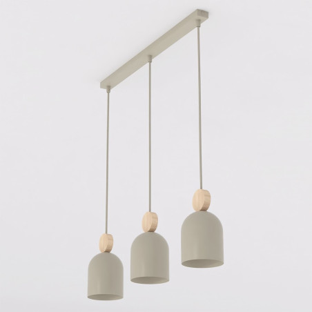 Lampa wisząca Mesi Emibig | Beżowa z drewnem, 66cm