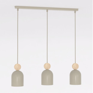 Lampa wisząca Mesi Emibig | Beżowa z drewnem, 66cm