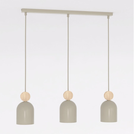 Lampa wisząca Mesi Emibig | Beżowa z drewnem, 66cm