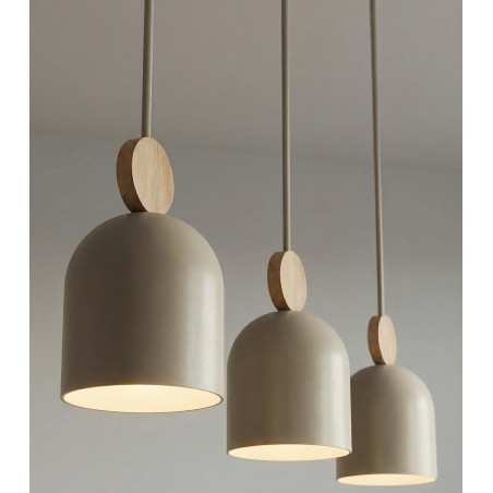Lampa wisząca Mesi Emibig | Beżowa z drewnem, 66cm