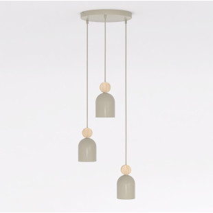 Lampa wisząca Mesi Emibig | Beżowa z drewnem, 3 punkty