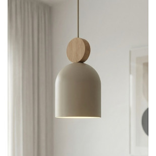 Lampa wisząca Mesi Emibig | Beżowa z drewnem, 3 punkty