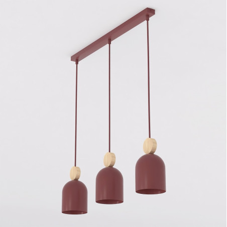 Lampa wisząca Mesi | Emibig - Burgund z drewnem