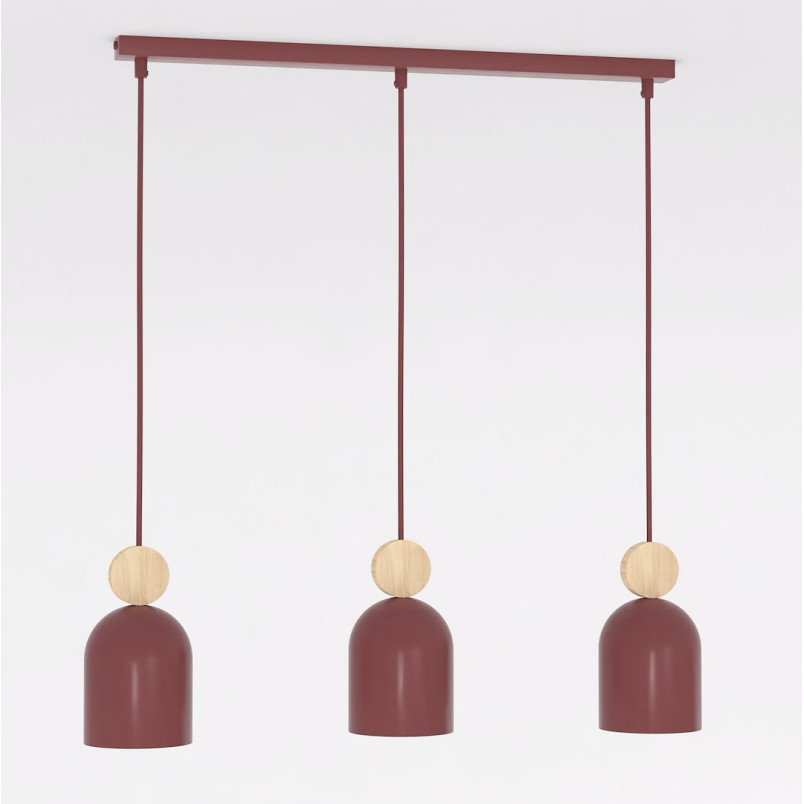 Lampa wisząca Mesi | Emibig - Burgund z drewnem