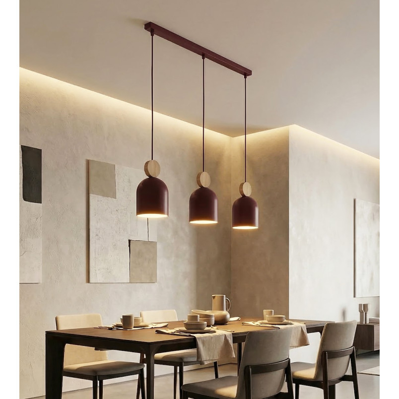 Lampa wisząca Mesi | Emibig - Burgund z drewnem