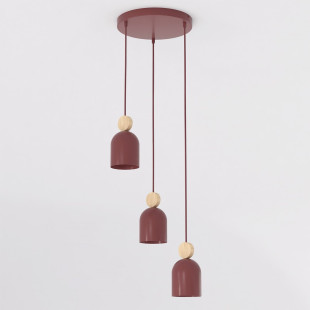 Lampa wisząca Mesi | Emibig - Burgund z drewnem